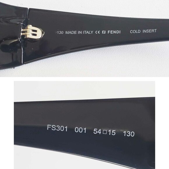 Fendi Womens FS301 Sunglasses Eyeglasses FRAMES 001 Black Italy 54 15 130 - Picture 7 of 8